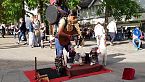 Peruvian One Man Band Busker & Puppet, pan flute music